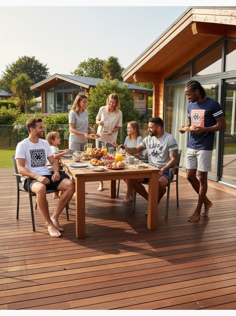 Kappa Pyjama Court Homme Coton Blanc Bleu - Kiabi