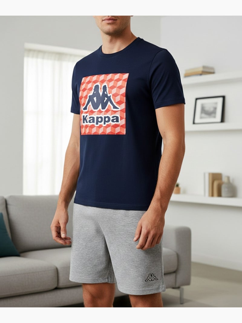 Kappa Pyjama Court Homme Coton Bleu Gris - Kiabi