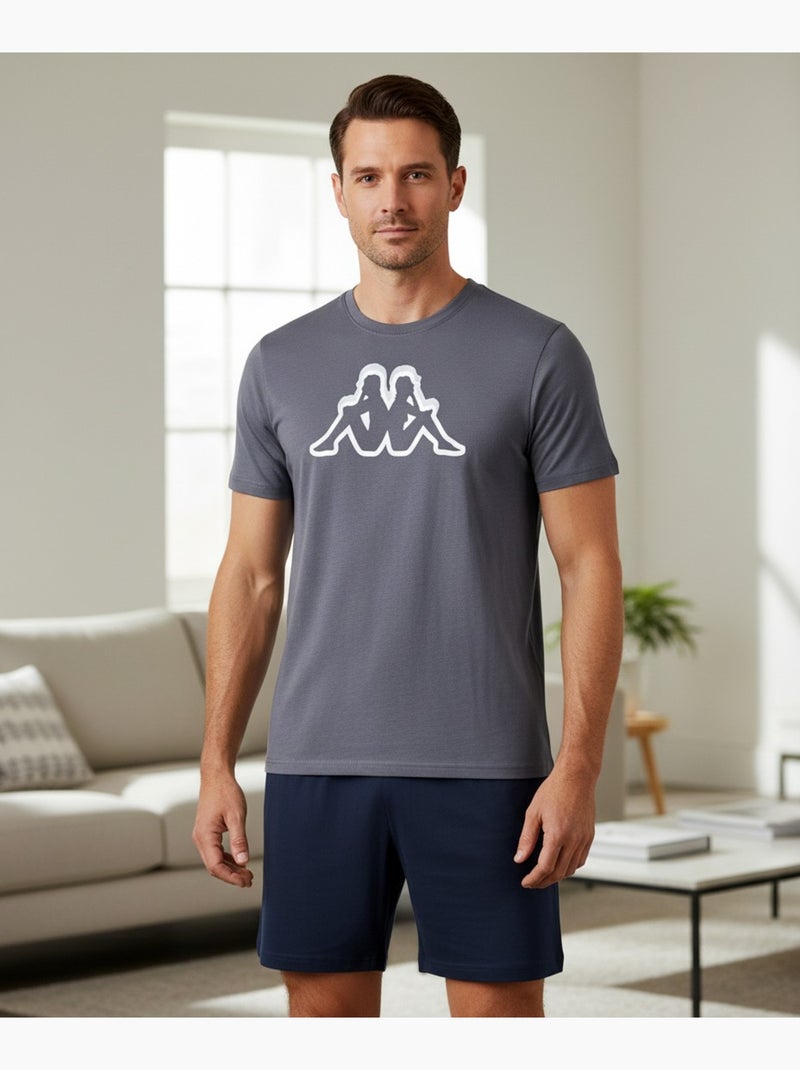 Kappa Pyjama Court Homme Coton Bleu jean - Kiabi