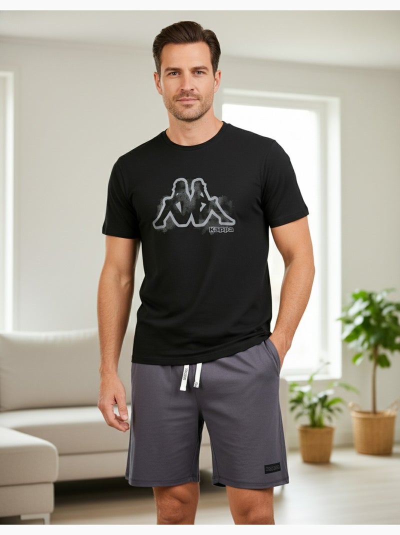 Kappa Pyjama Court Homme Coton Noir - Kiabi