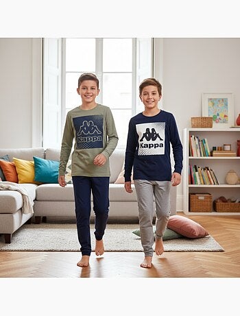 KAPPA Pyjama Long Garçon Pack de 2 Coton Logo Omini Col Rond Manches Longues