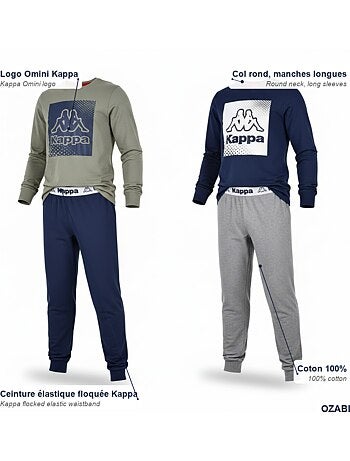 KAPPA Pyjama Long Garçon Pack de 2 Coton Logo Omini Col Rond Manches Longues