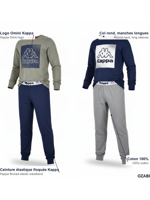 KAPPA Pyjama Long Garçon Pack de 2 Coton Logo Omini Col Rond Manches Longues - Kiabi KAPPA Pyjama Long Garçon Pack de 2 Coton Logo Omini Col Rond Manches Longues - Kiabi