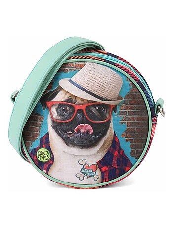 Karactermania Krazymals Pug Sac à Bandoulière Rond, Brun