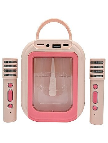 Karaoke Bluetooth Rose avec 2 micros sans fil