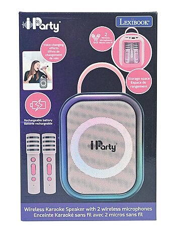 Karaoke Bluetooth Rose avec 2 micros sans fil