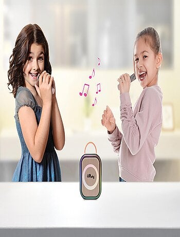 Karaoke Bluetooth Rose avec 2 micros sans fil