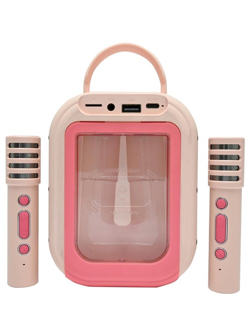 Karaoke Bluetooth Rose avec 2 micros sans fil - Kiabi