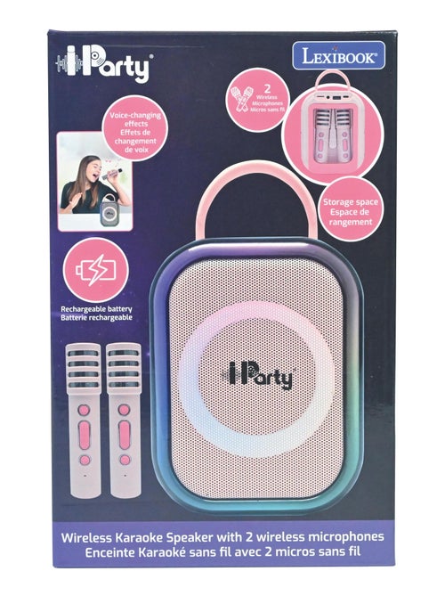Karaoke Bluetooth Rose avec 2 micros sans fil - Kiabi