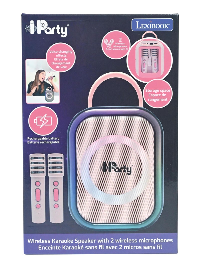 Karaoke Bluetooth Rose avec 2 micros sans fil Rose - Kiabi
