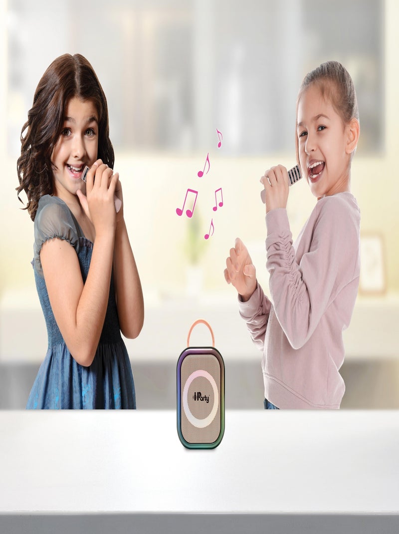 Karaoke Bluetooth Rose avec 2 micros sans fil Rose - Kiabi