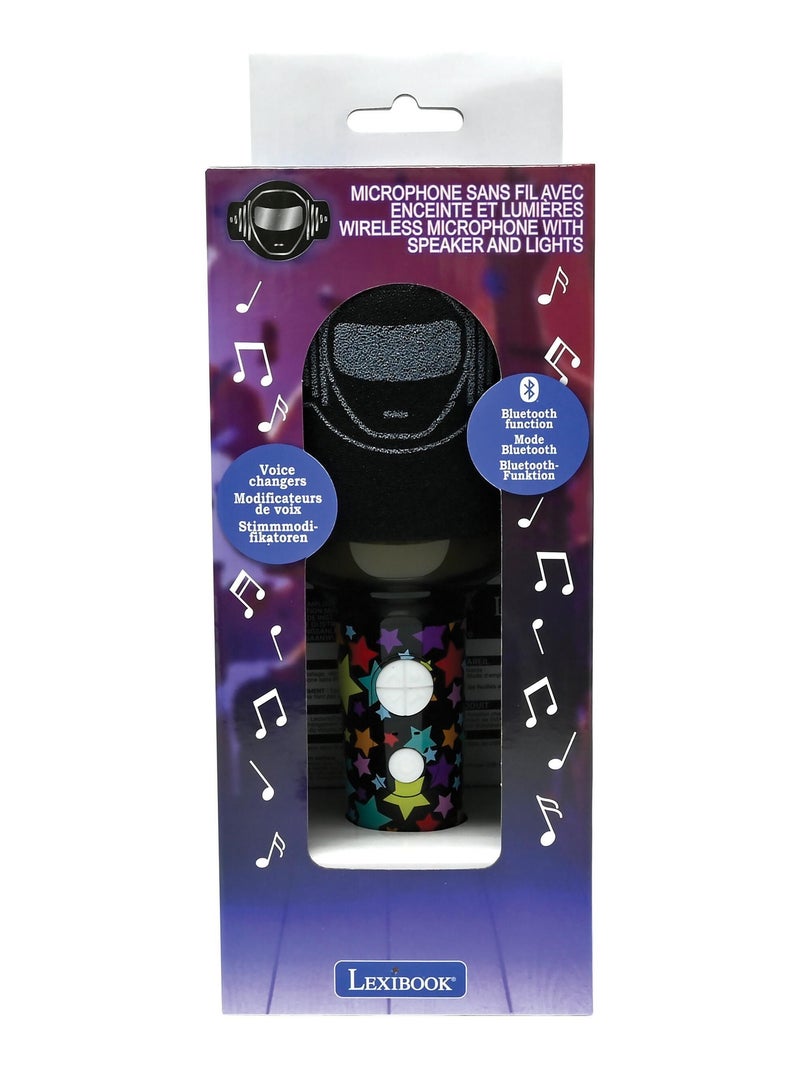 Karaoke Microphone Bluetooth/Sans fil avec effets sonores et lumineux Noir - Kiabi