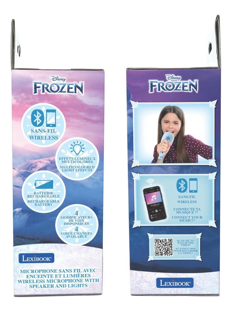 Karaoke Microphone Bluetooth/Sans fil La reine des neiges avec effets sonores et lumineux Bleu - Kiabi