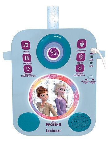 Karaoké Reine des Neiges avec deux microphones et effets lumineux et sonores