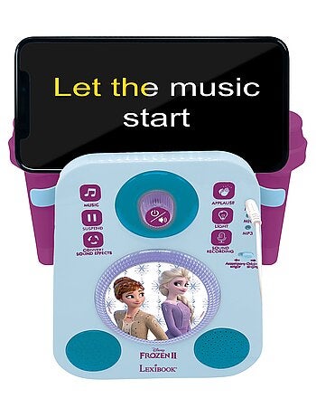 Karaoké Reine des Neiges avec deux microphones et effets lumineux et sonores