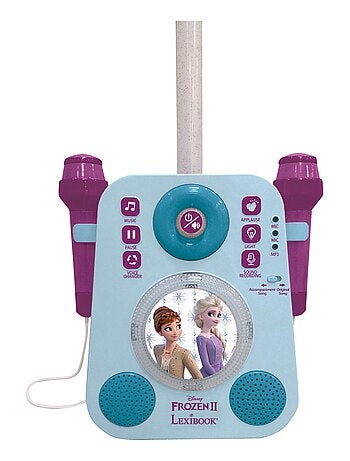 Karaoké Reine des Neiges avec deux microphones et effets lumineux et sonores