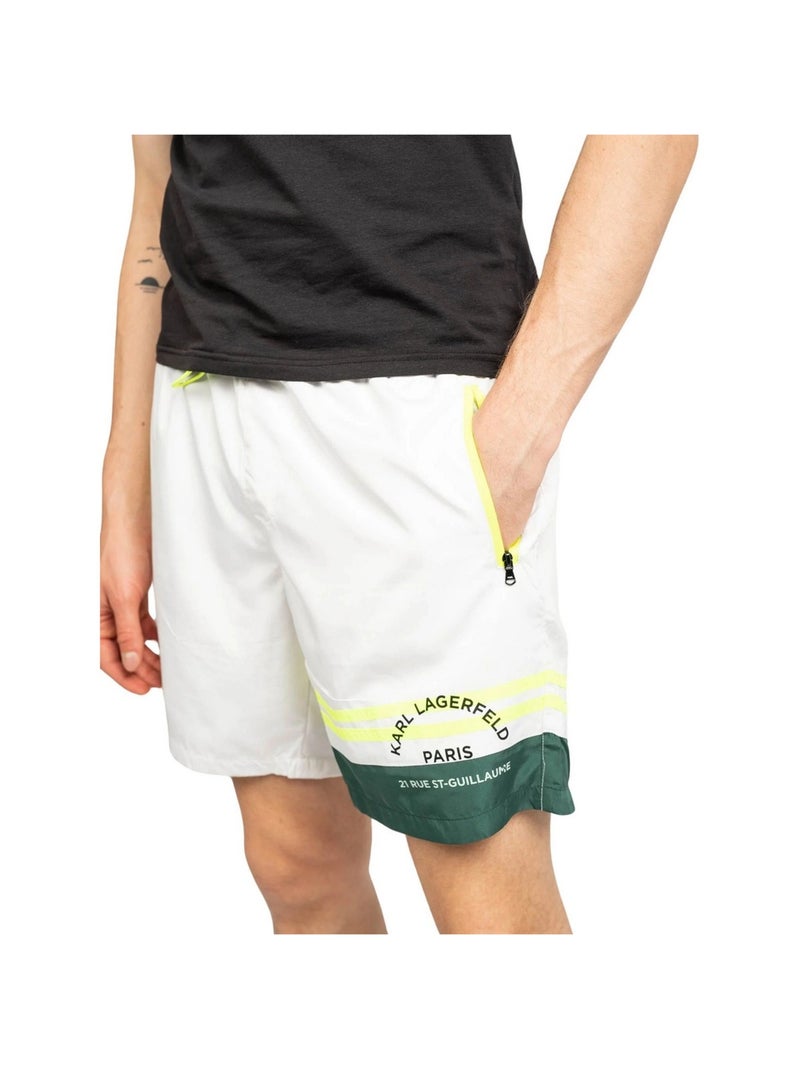 Karl Lagerfeld - Short de bain motif/style Détail contrasté Blanc Vert - Kiabi