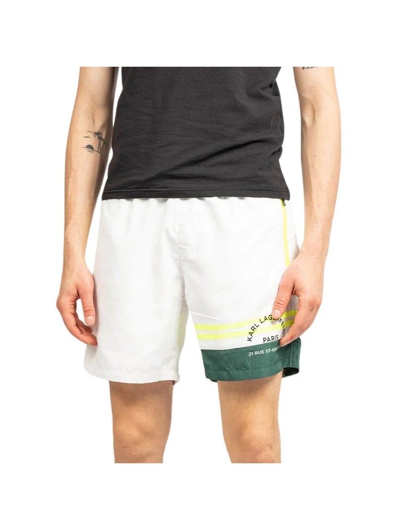 Karl Lagerfeld - Short de bain motif/style Détail contrasté Blanc Vert - Kiabi