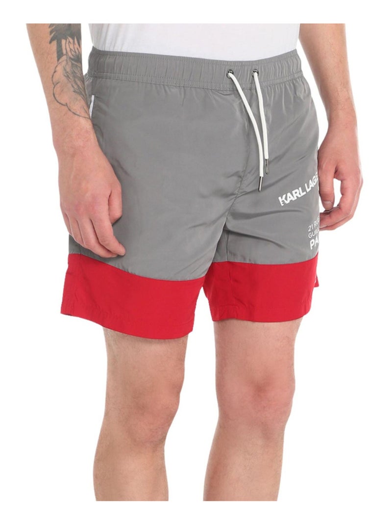 Karl Lagerfeld - Short de bain motif/style Deux Tons Gris Rouge - Kiabi