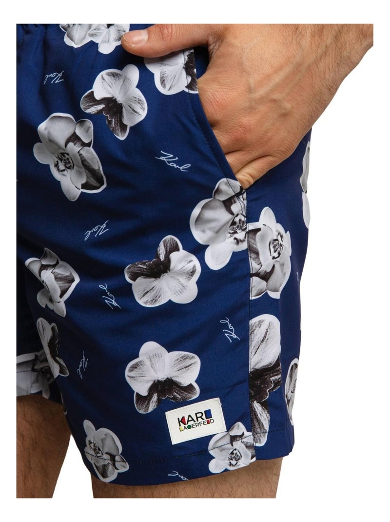Karl Lagerfeld - Short de bain motif/style Floral Bleu marine - Kiabi