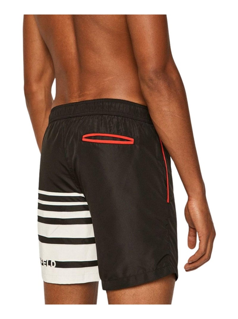 Karl Lagerfeld - Short de bain motif/style rayures contrastées Noir Blanc - Kiabi