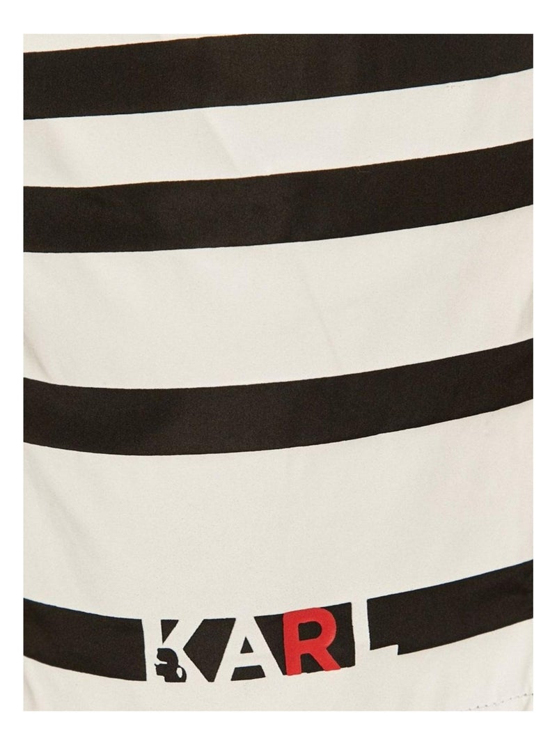 Karl Lagerfeld - Short de bain motif/style rayures contrastées Noir Blanc - Kiabi