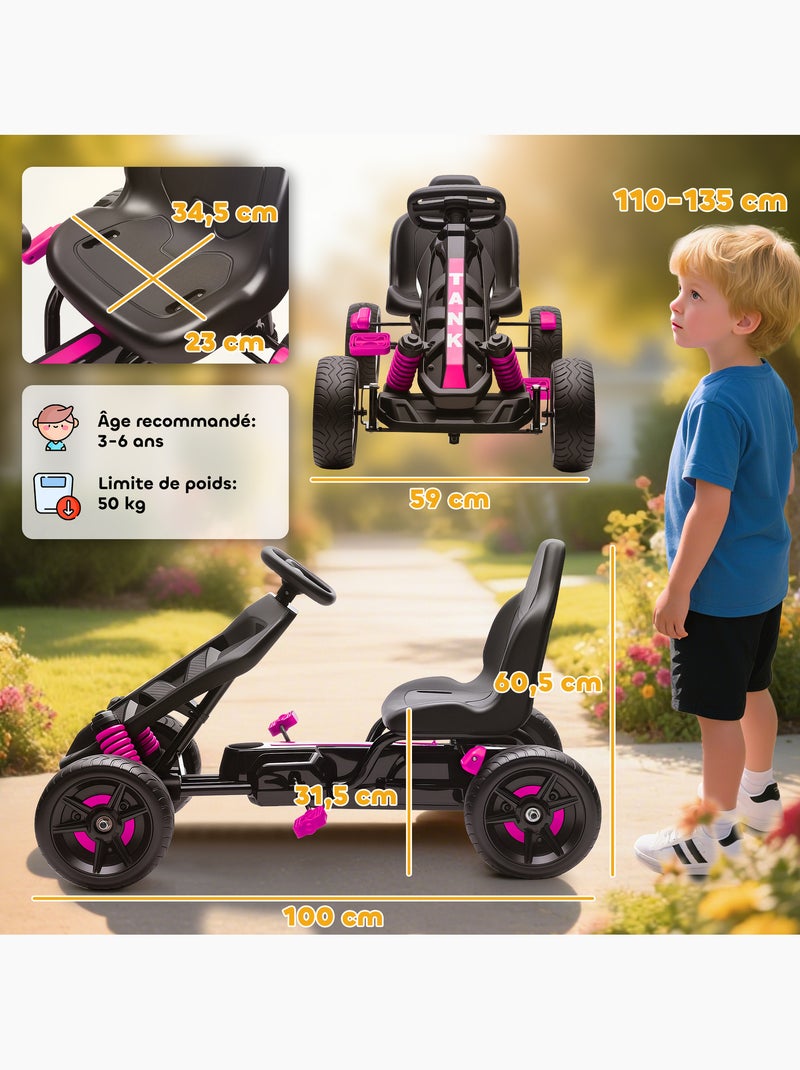 Kart à pédales enfant Go Kart carter chaine fermé dossier haut Rose - Kiabi