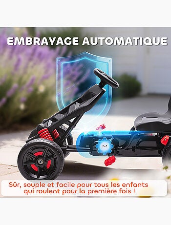 Kart à pédales enfant Go Kart carter chaine fermé dossier haut