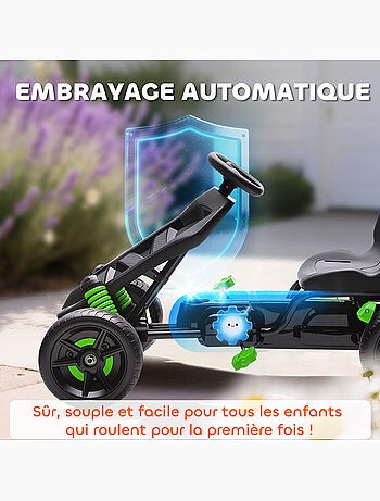 Kart à pédales enfant Go Kart carter chaine fermé dossier haut