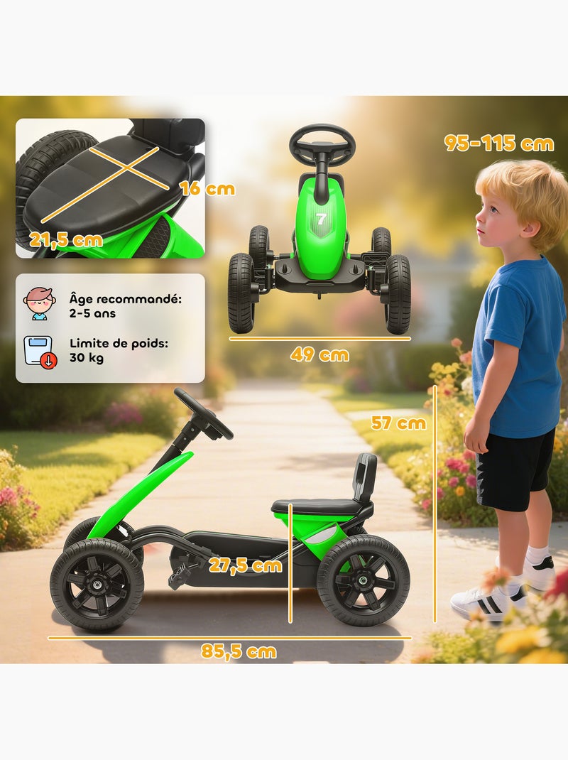 Kart à pédales enfant go kart carter chaine fermé noir vert Vert - Kiabi