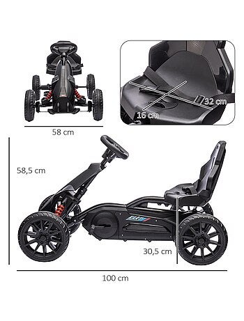 Kart à pédales enfant Go kart Formule 1 Racing réglable avec ceinture