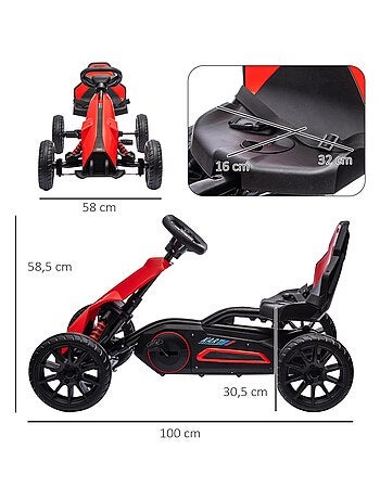 Kart à pédales enfant Go kart Formule 1 Racing réglable avec ceinture