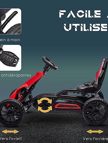 Kart à pédales enfant Go kart Formule 1 Racing réglable avec ceinture
