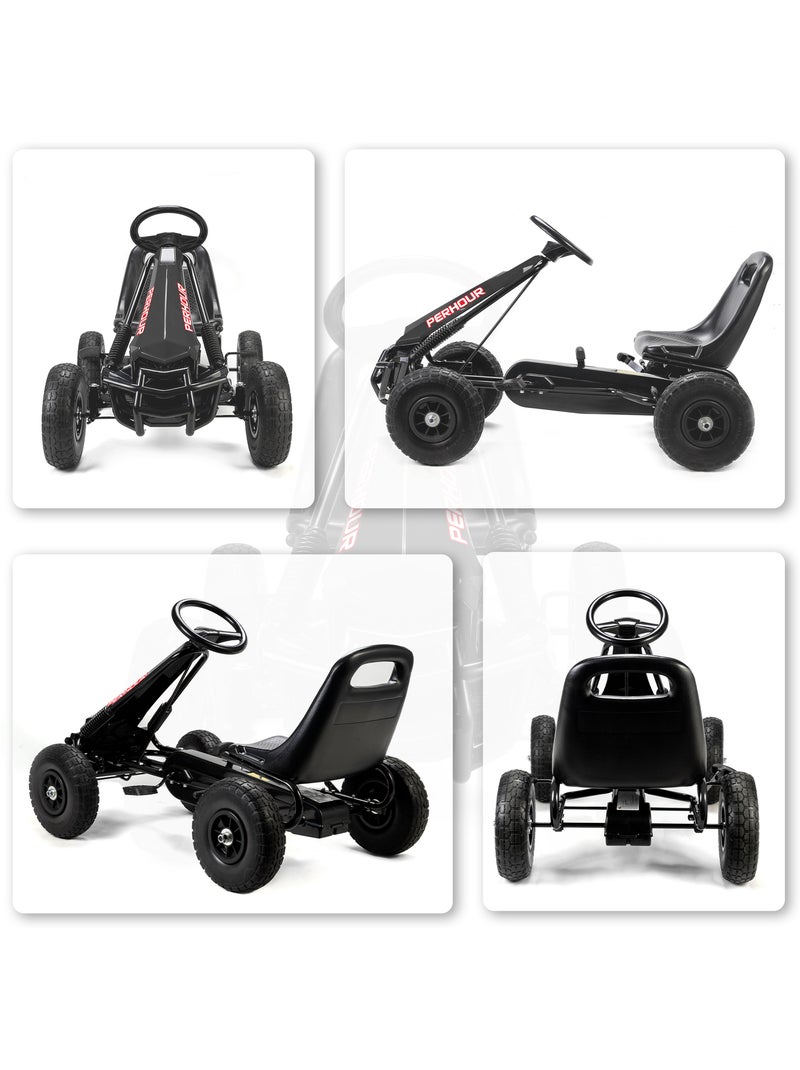 Kart à pédales enfant siège réglable pneus eva carter chaine fermé Noir - Kiabi
