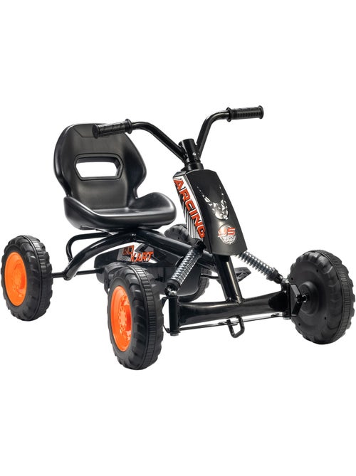 Kart à pédales go-kart enfant carter chaine fermé marche av ar orange noir - Kiabi