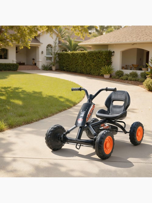 Kart à pédales go-kart enfant carter chaine fermé marche av ar orange noir - Kiabi