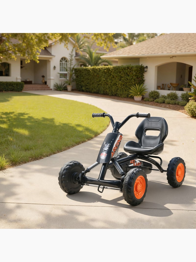 Kart à pédales go-kart enfant carter chaine fermé marche av ar orange noir Noir - Kiabi