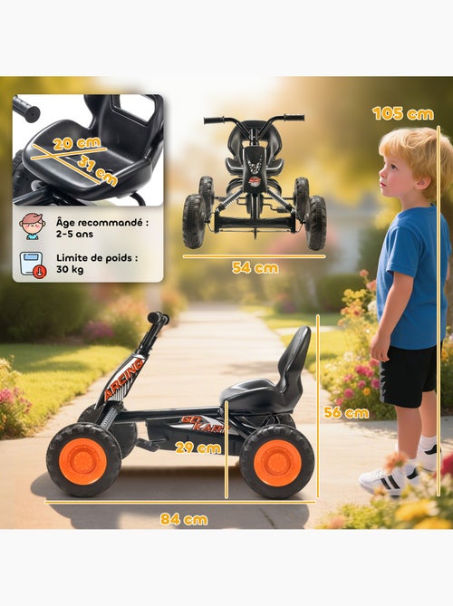 Kart à pédales go-kart enfant carter chaine fermé marche av ar orange noir - Kiabi