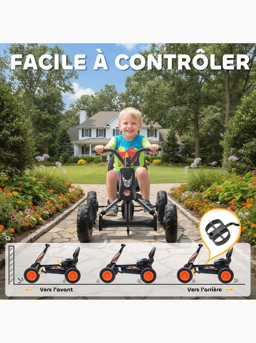 Kart à pédales go-kart enfant carter chaine fermé marche av ar orange noir - Kiabi