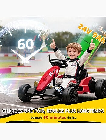Kart électrique enfant 2 moteurs 24v 150w 2 vitesses musiques
