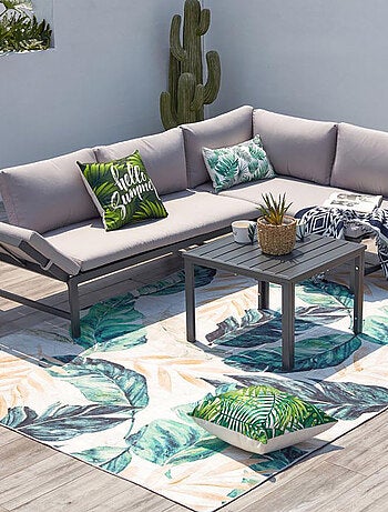 KATEA Salon de jardin bas 4 places canapé inclinable