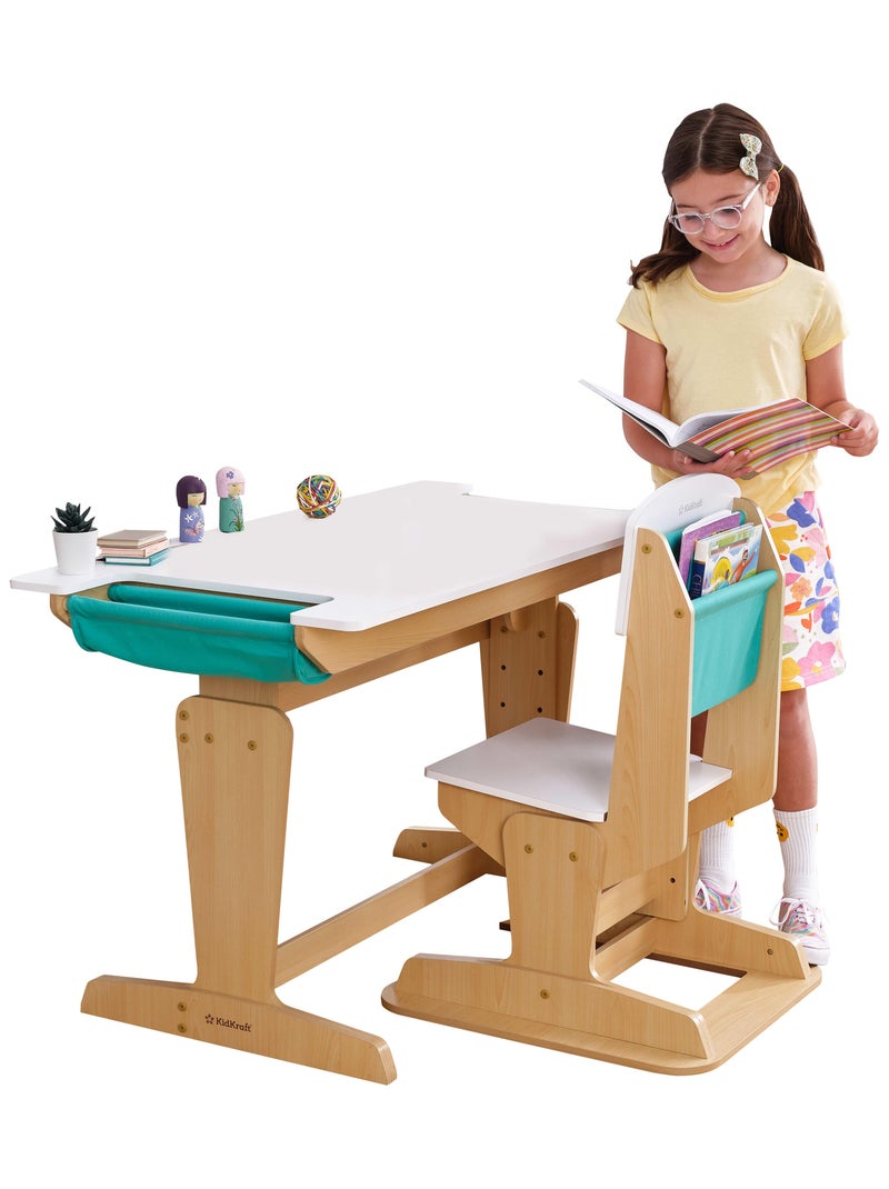 KidKraft - Bureau Ajustable Grow Together™ Avec Chaise - Naturel Marron - Kiabi