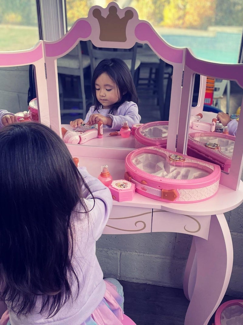 KidKraft - Coiffeuse Princesse En Bois Avec Tiroir De Rangement Et Miroir Incassable N/A - Kiabi