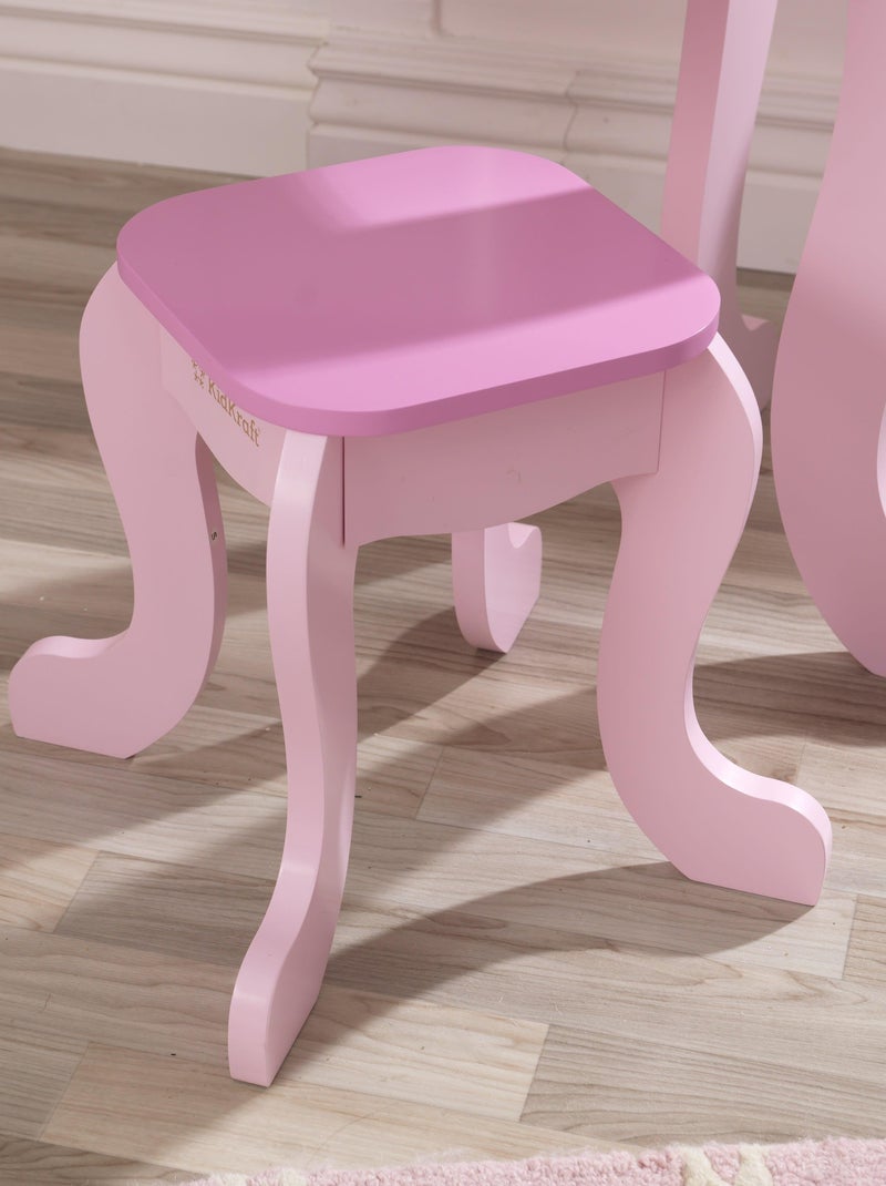 KidKraft - Coiffeuse Princesse En Bois Avec Tiroir De Rangement Et Miroir Incassable N/A - Kiabi