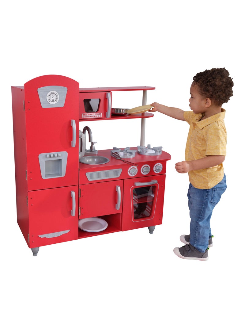 KidKraft - Cuisine enfant en bois avec rangement pratique et accessoires - Vintage - Rouge N/A - Kiabi