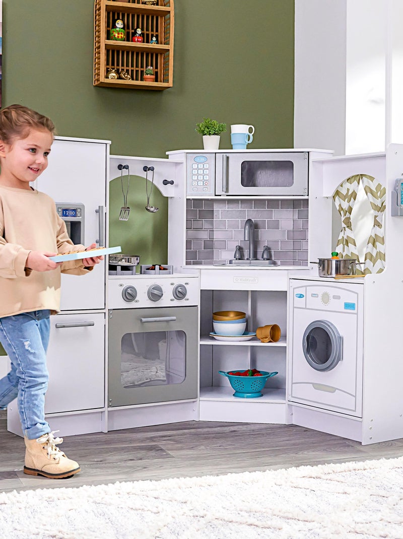 KidKraft - Cuisine enfant en bois Ultimate Corner avec sons et lumières - Blanc N/A - Kiabi
