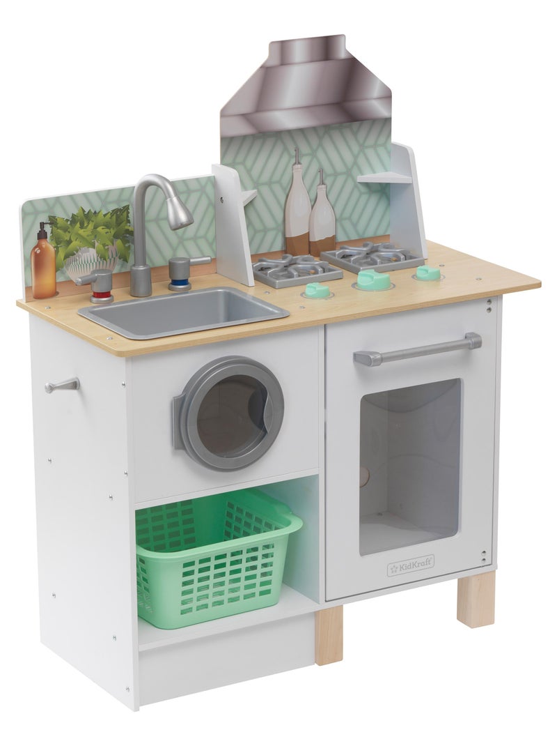 KidKraft - Cuisine et buanderie enfant en bois Whisk & Wash - Panier à linge inclus N/A - Kiabi