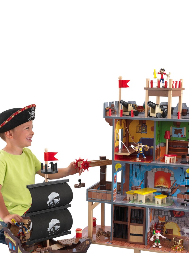 KidKraft - Ensemble de jeu en bois bateau pirate avec lumières et sons, 17 accessoires inclus N/A - Kiabi