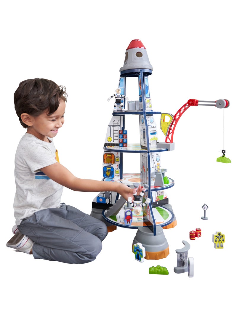 KidKraft - Fusée en bois, 2 étages avec astronautes, extra-terrestres, robots, 17 accessoires inclus N/A - Kiabi