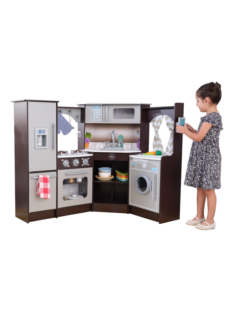 KidKraft - Grande cuisine d'angle en bois Ultimate Corner avec sons et lumières - Marron N/A - Kiabi